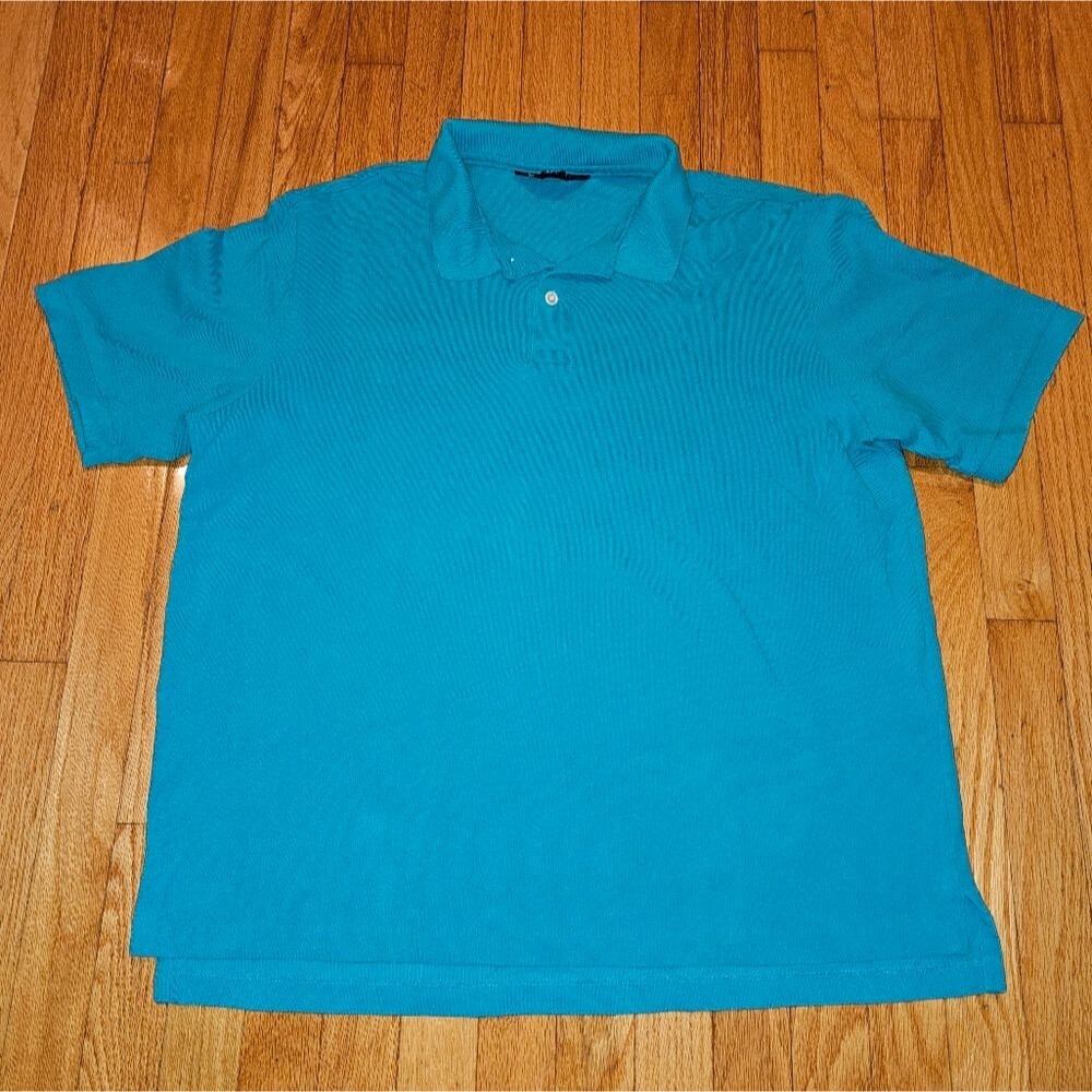 Lands End Polo Shirt Mens XL. Light Blue Traditional Fit Short Sleeve Shirt